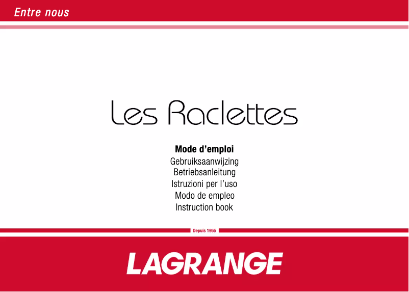 Page 1 of the manual User Manual Lagrange raclette 8 Pierre