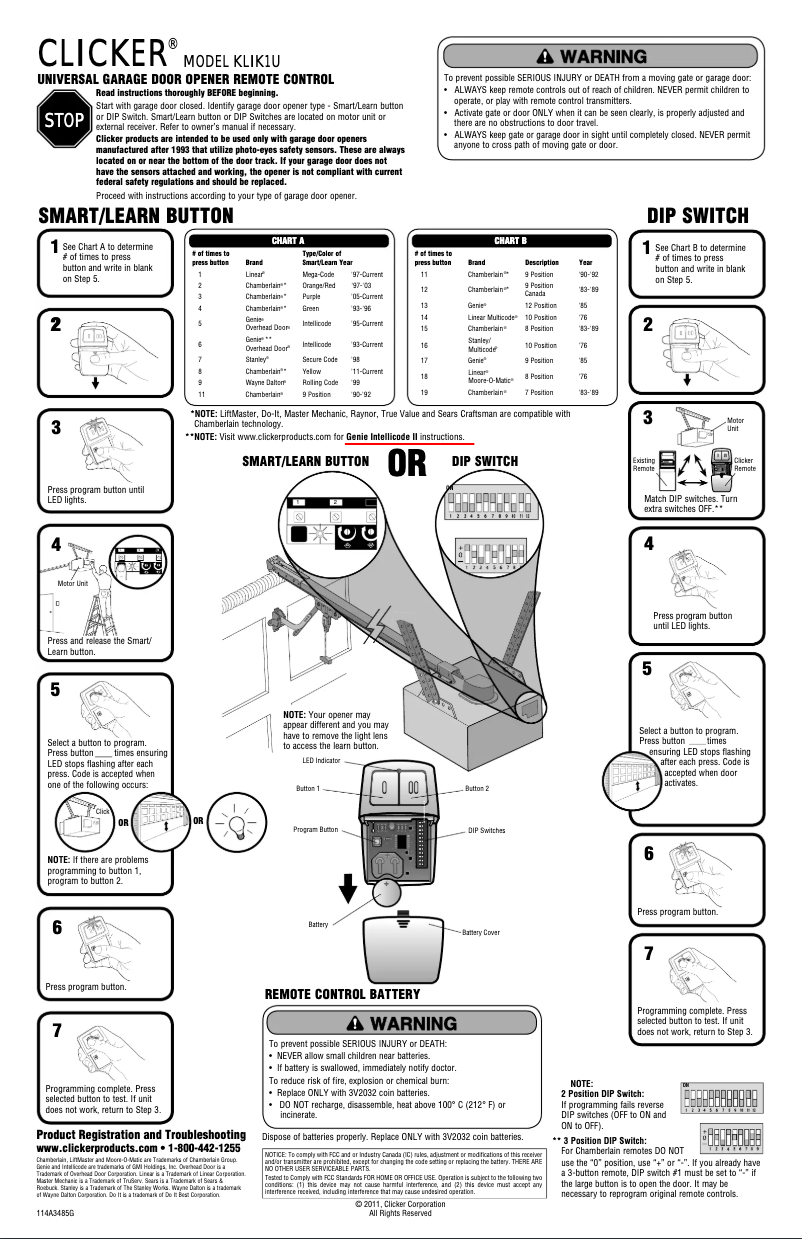 Image de la première page du manuel de l'appareil KLIK1U