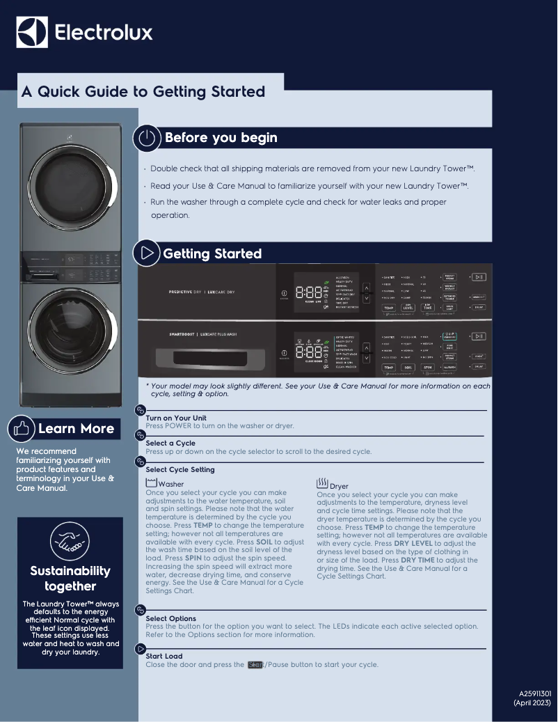 First page image of the manual for ELTE7600AW