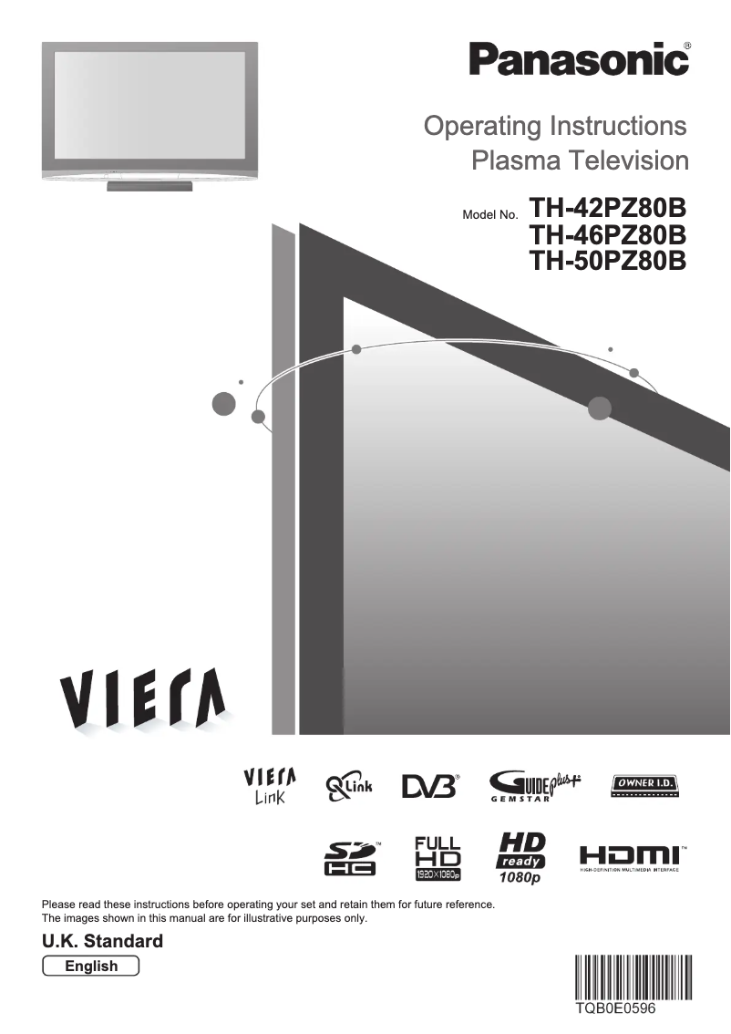 First page image of the manual for TH-46PZ80B