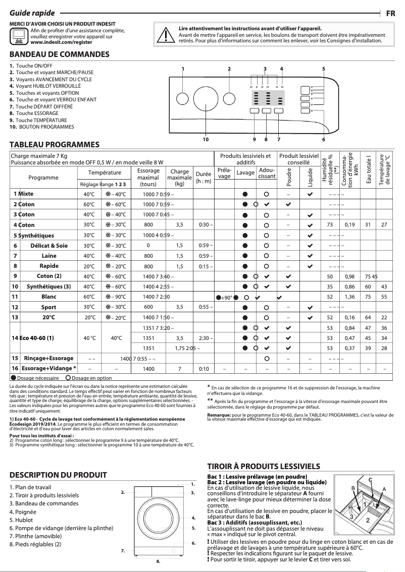 First page image of the manual for MTWA 71484 W FR