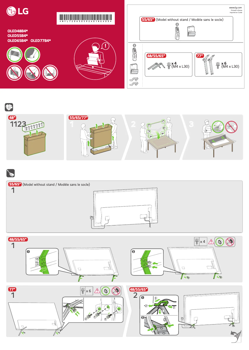 Page 1 of the manual Quick Start Guide LG OLED77B4PUA