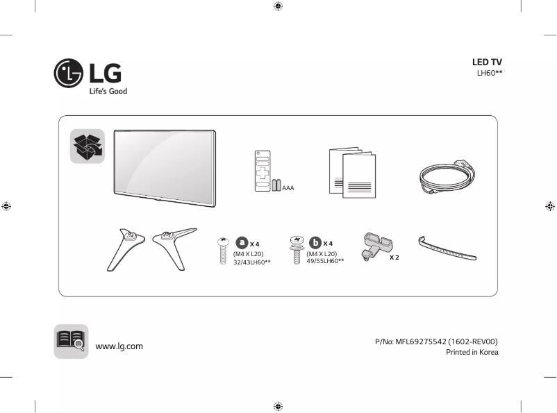 First page image of the manual for 32LH604B
