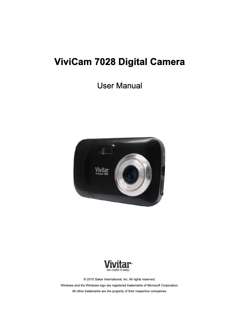First page image of the manual for ViviCam 7028