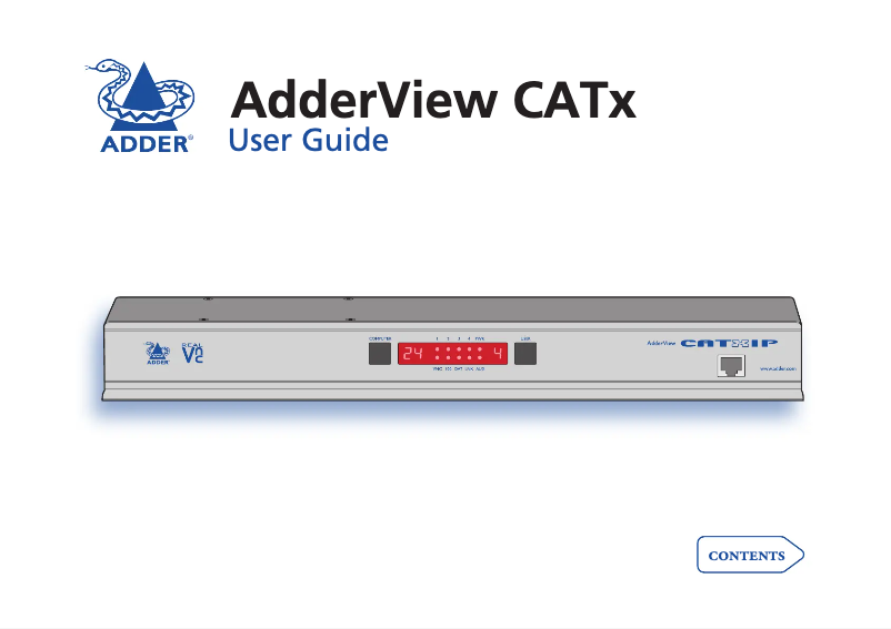 First page image of the manual for AdderView CATx