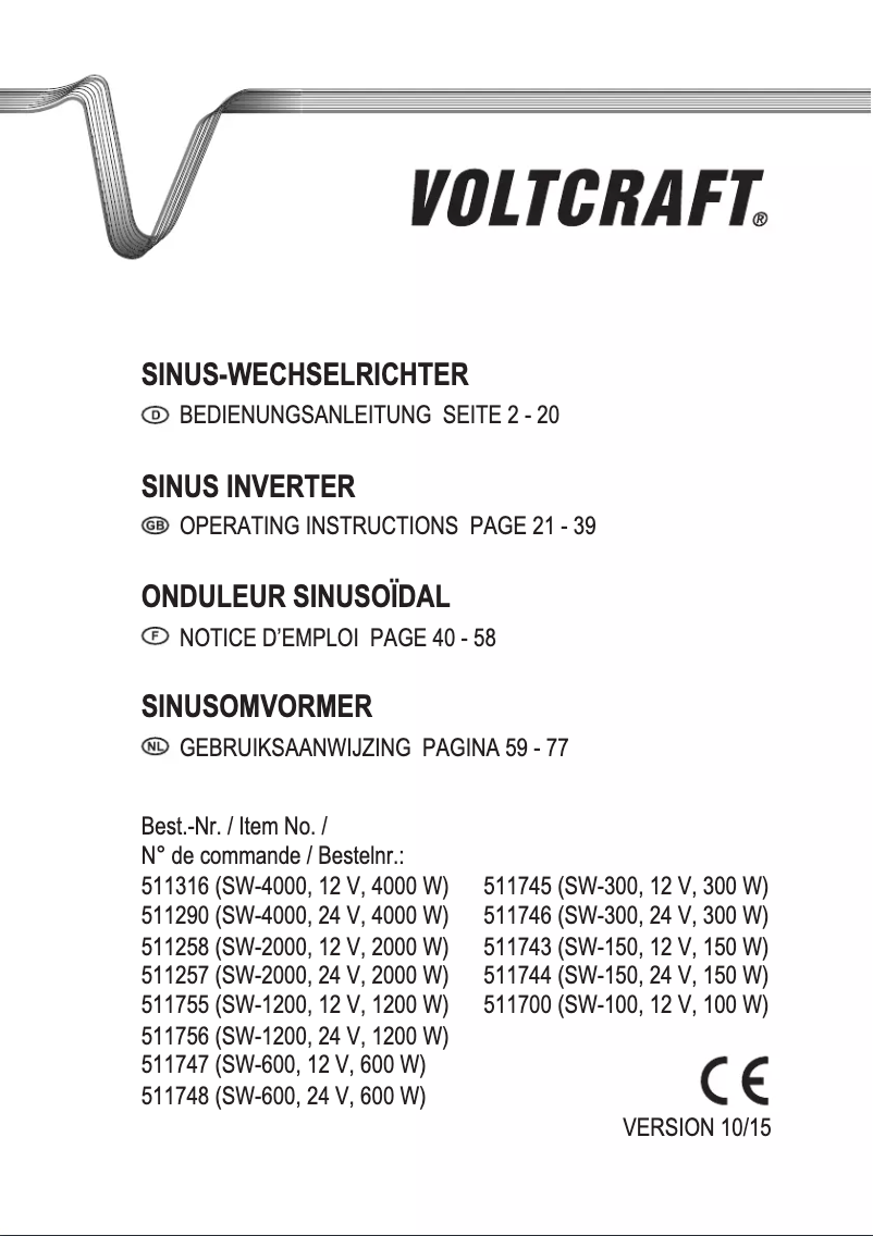 Page 1 of the manual User Manual Voltcraft SW-100