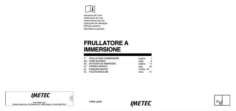 Page 1 of the manual User Manual Imetec HB4