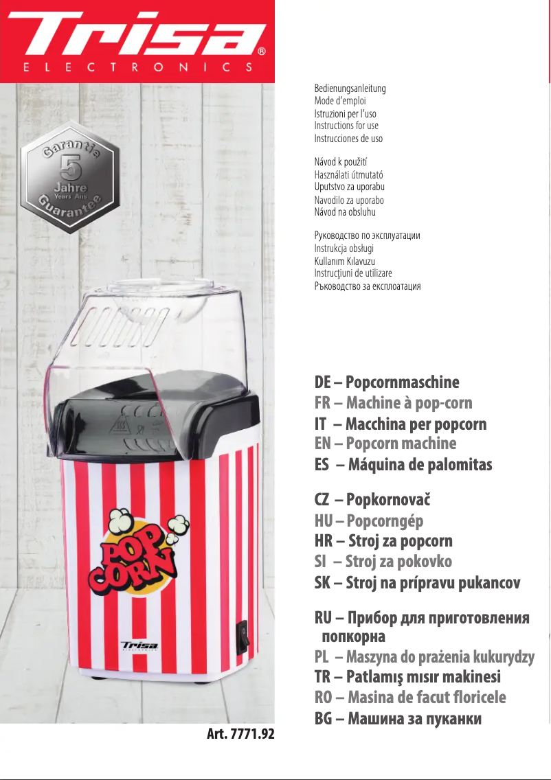 Page 1 of the manual User Manual Trisa Pop 'n' Chill 7771.92