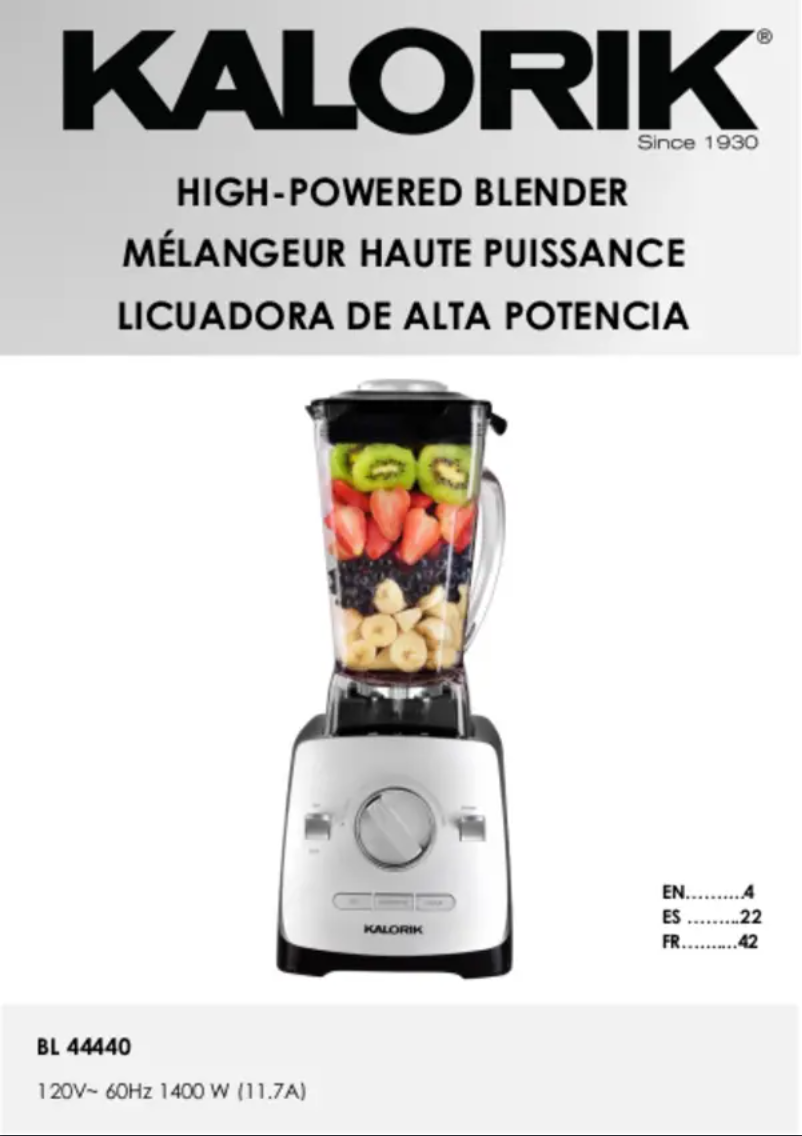 Page 1 of the manual User Manual Kalorik BL 44440