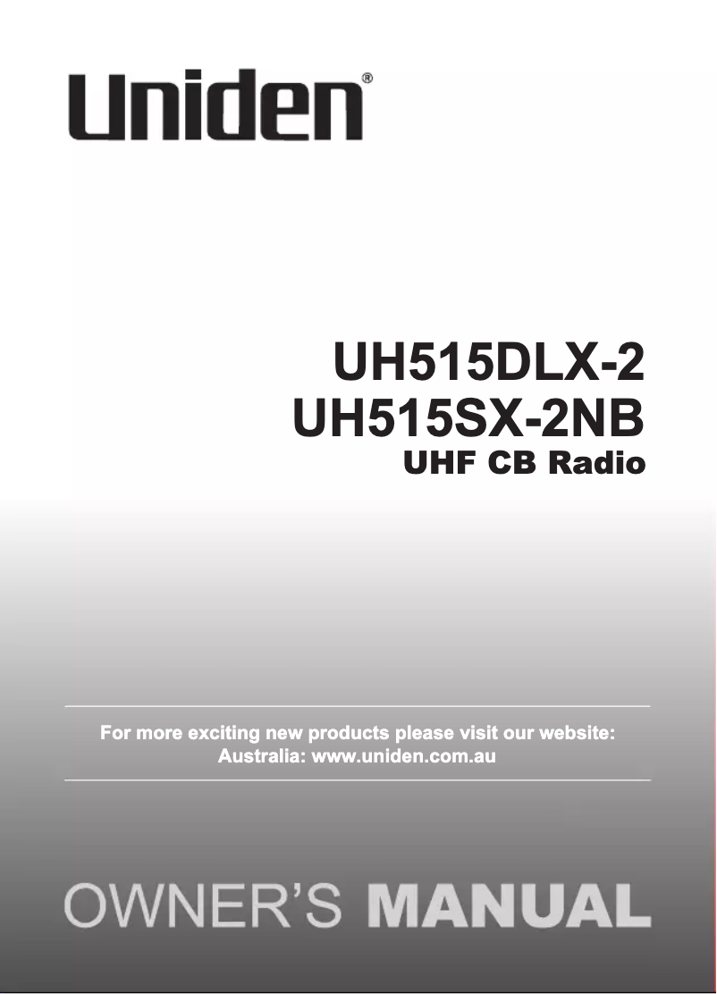 Page 1 of the manual User Manual Uniden UH515DLX-2