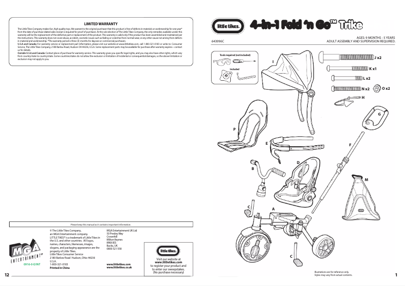 Page 1 of the manual User Manual Little Tikes Fold 'n Go 4-in-1 Trike Deluxe
