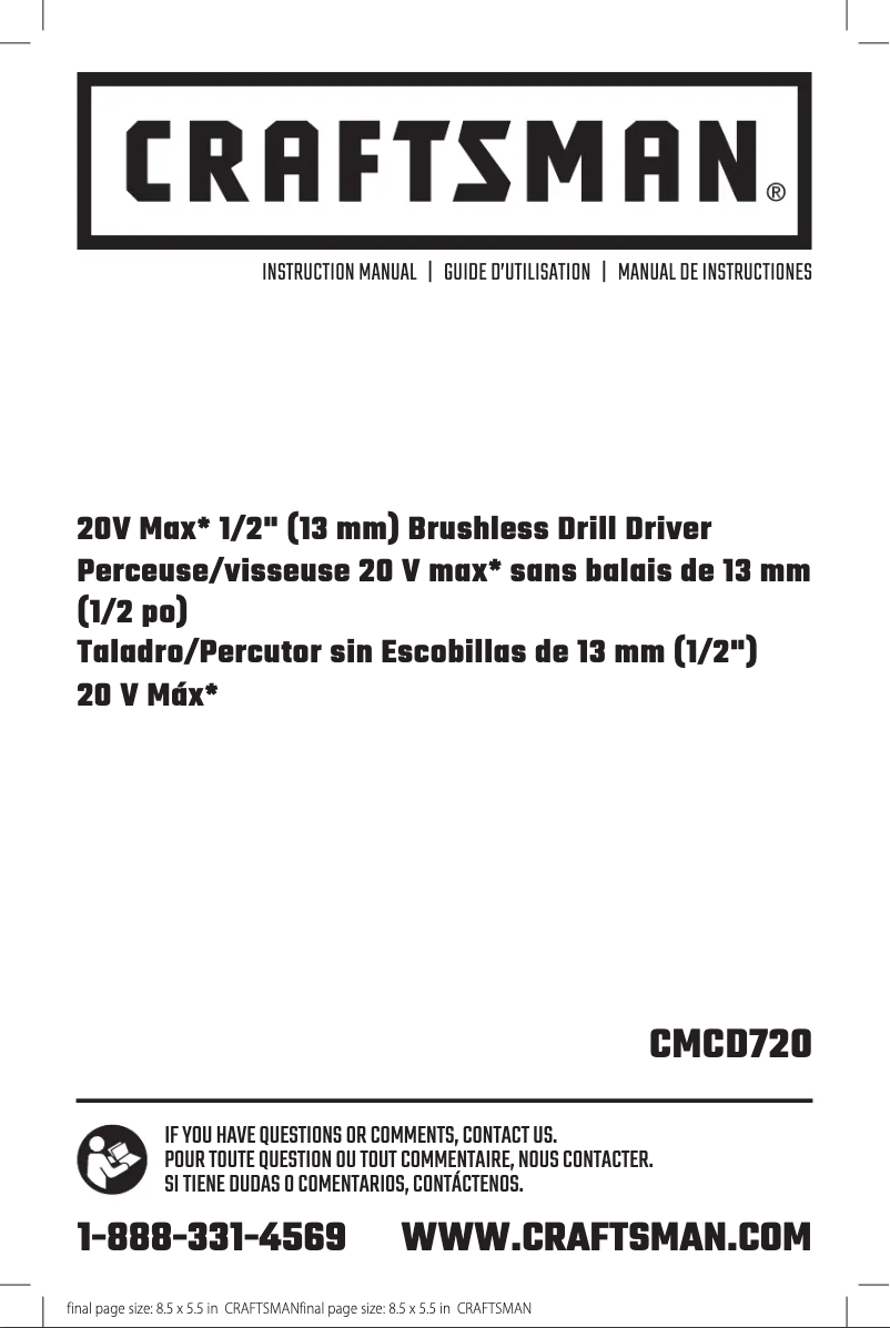 First page image of the manual for CMCD720B
