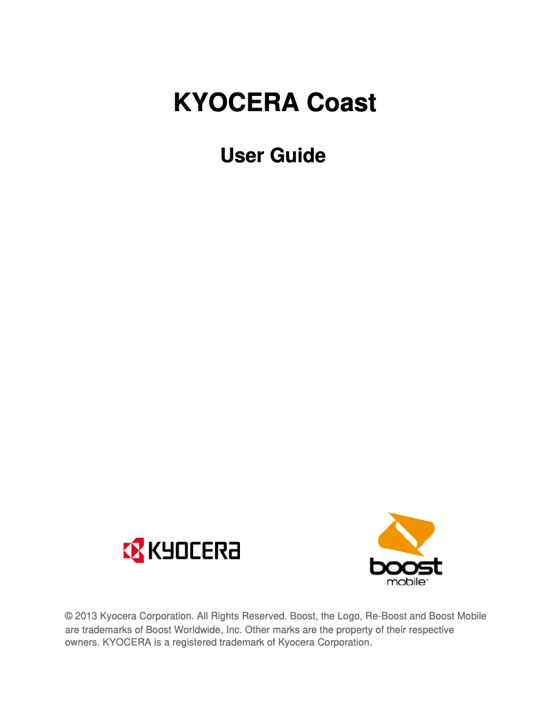 Page 1 of the manual User Manual Kyocera Coast