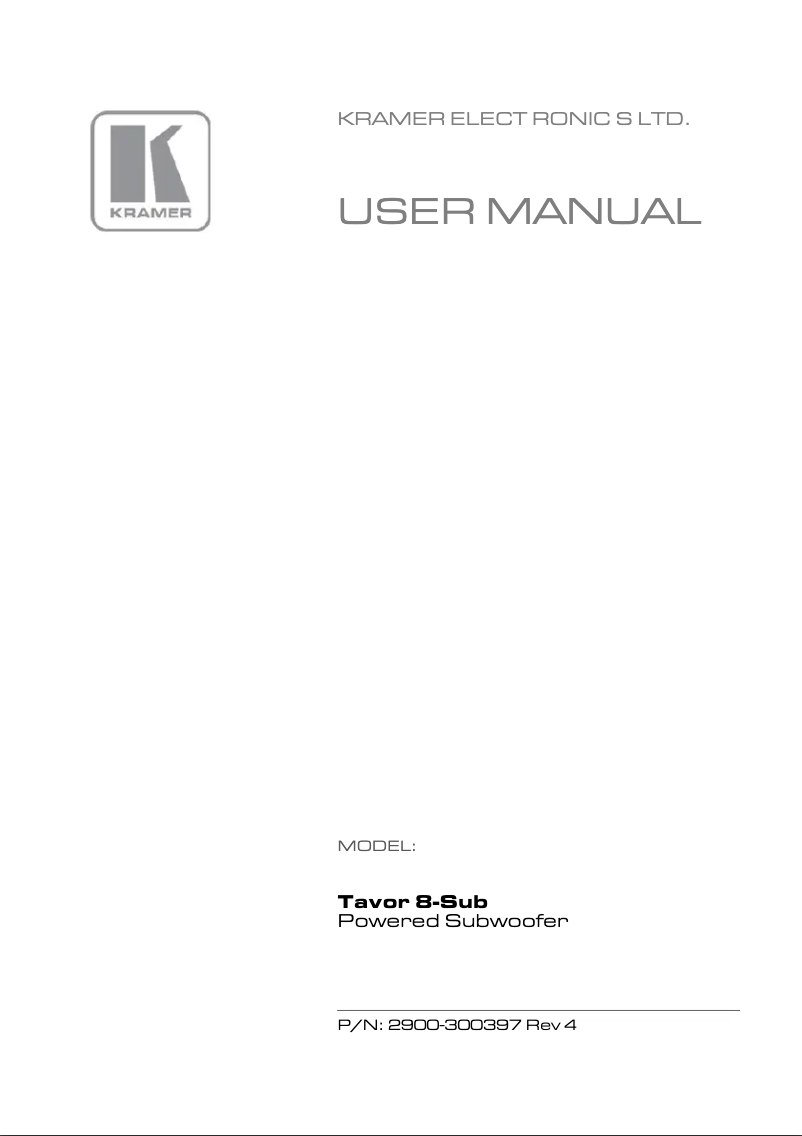 Page 1 of the manual User Manual Kramer Tavor 8-Sub