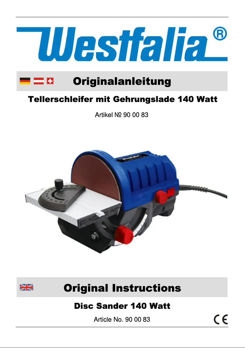 Page 1 of the manual User Manual Westfalia 900083