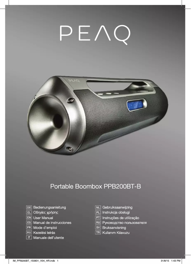 First page image of the manual for PPB200BT-B