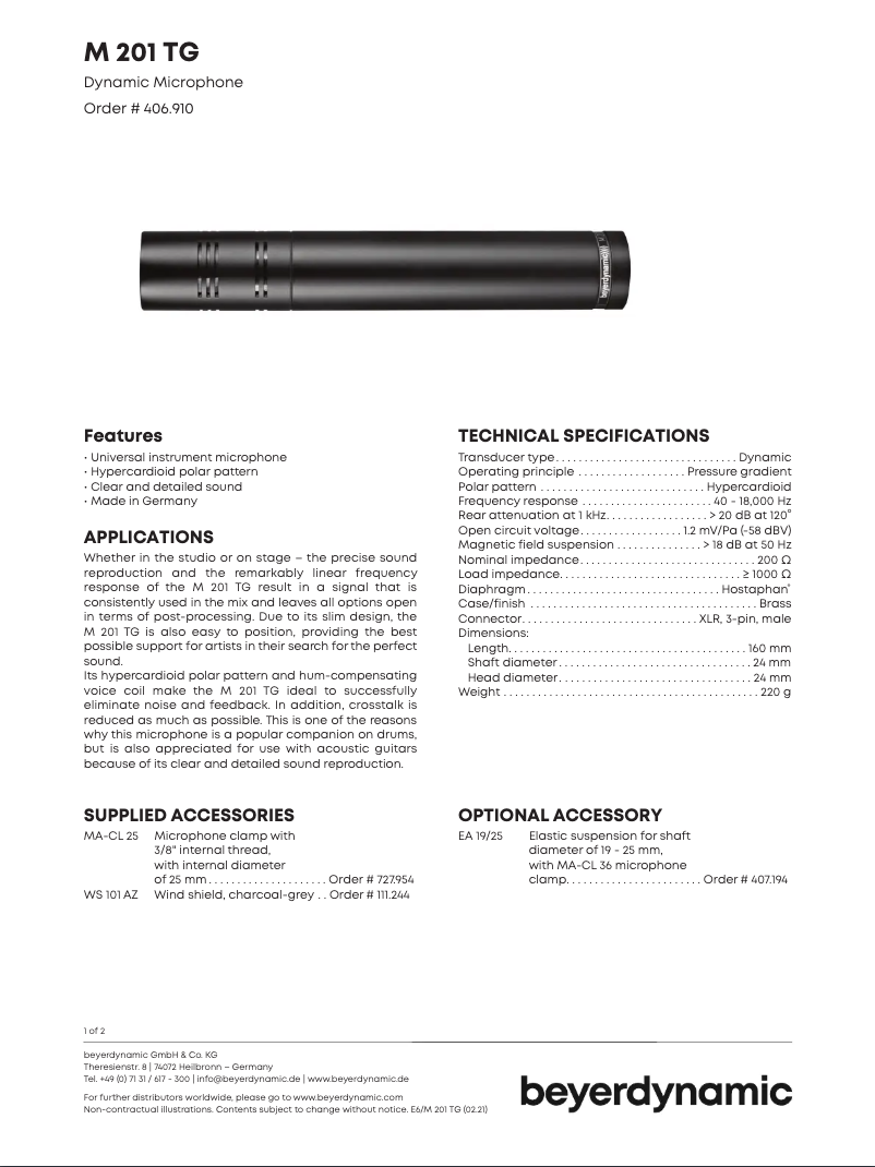 First page image of the manual for M 201