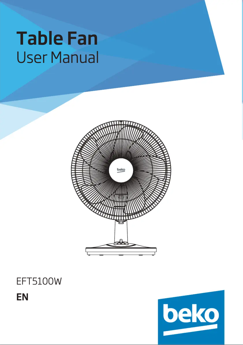 Page 1 of the manual User Manual Beko EFT5100W