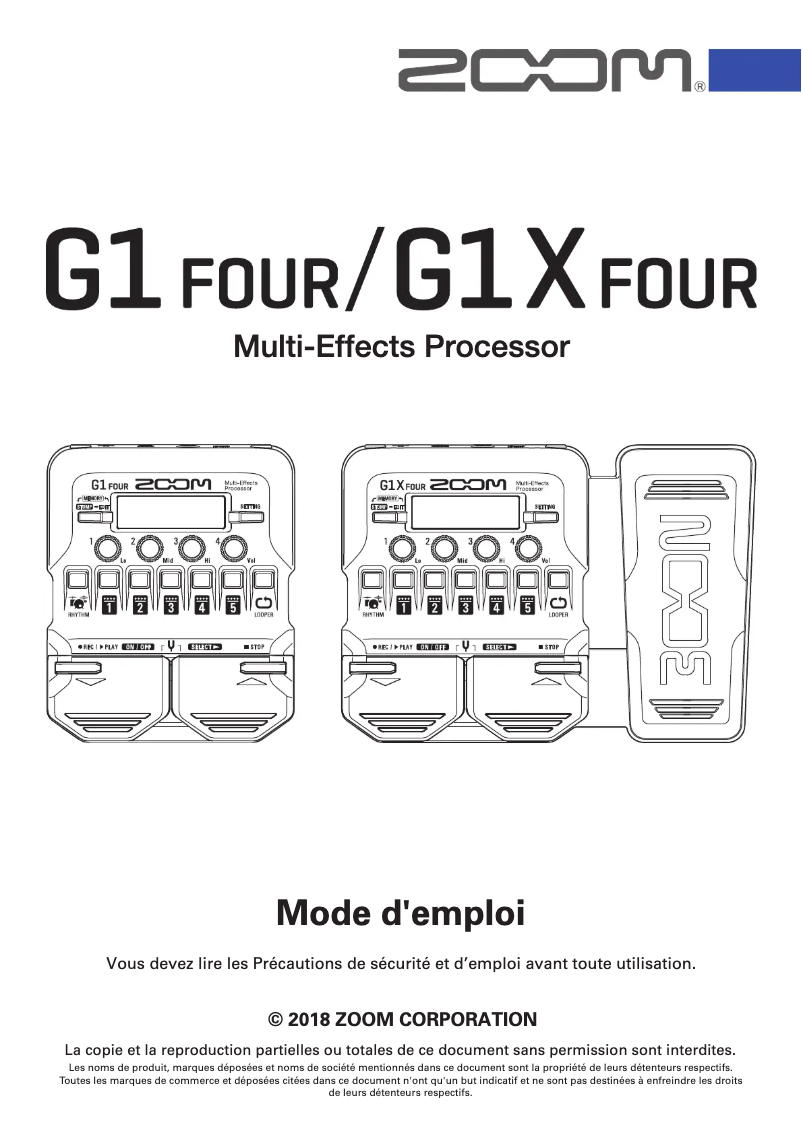 Image de la première page du manuel de l'appareil G1X Four