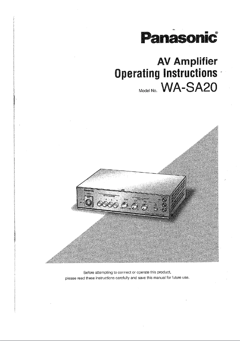 Page 1 of the manual User Manual Panasonic WA-SA20