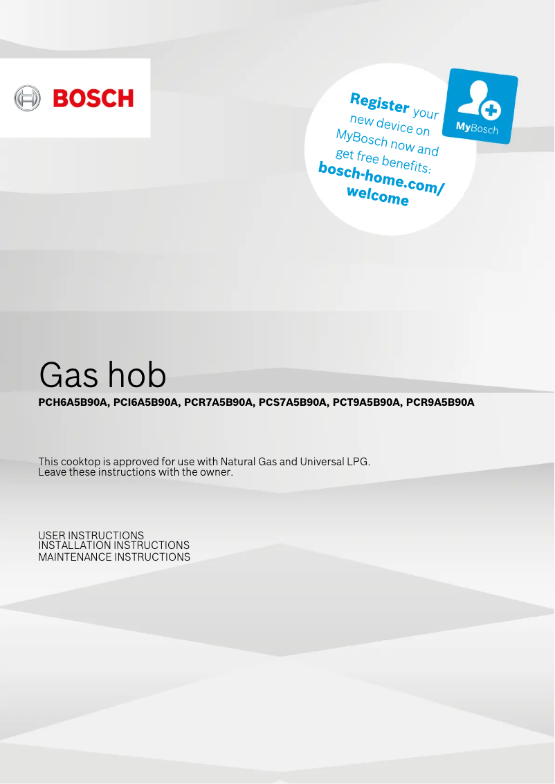 Page 1 of the manual Use and Maintenance Manual Bosch PCI6A5B90A