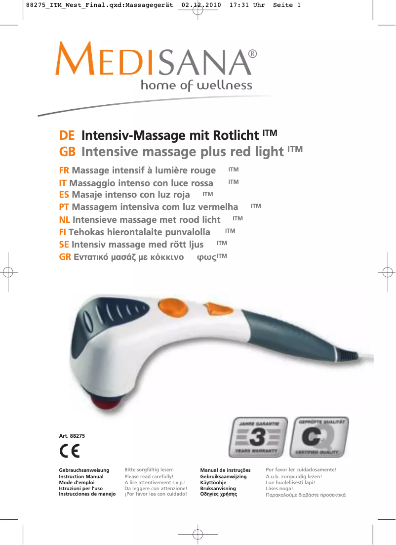 Page 1 of the manual User Manual Medisana ITM 88275