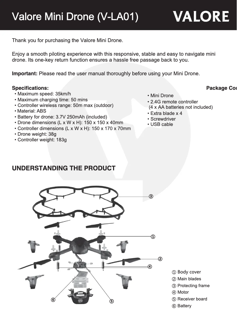 First page image of the manual for V-LA01