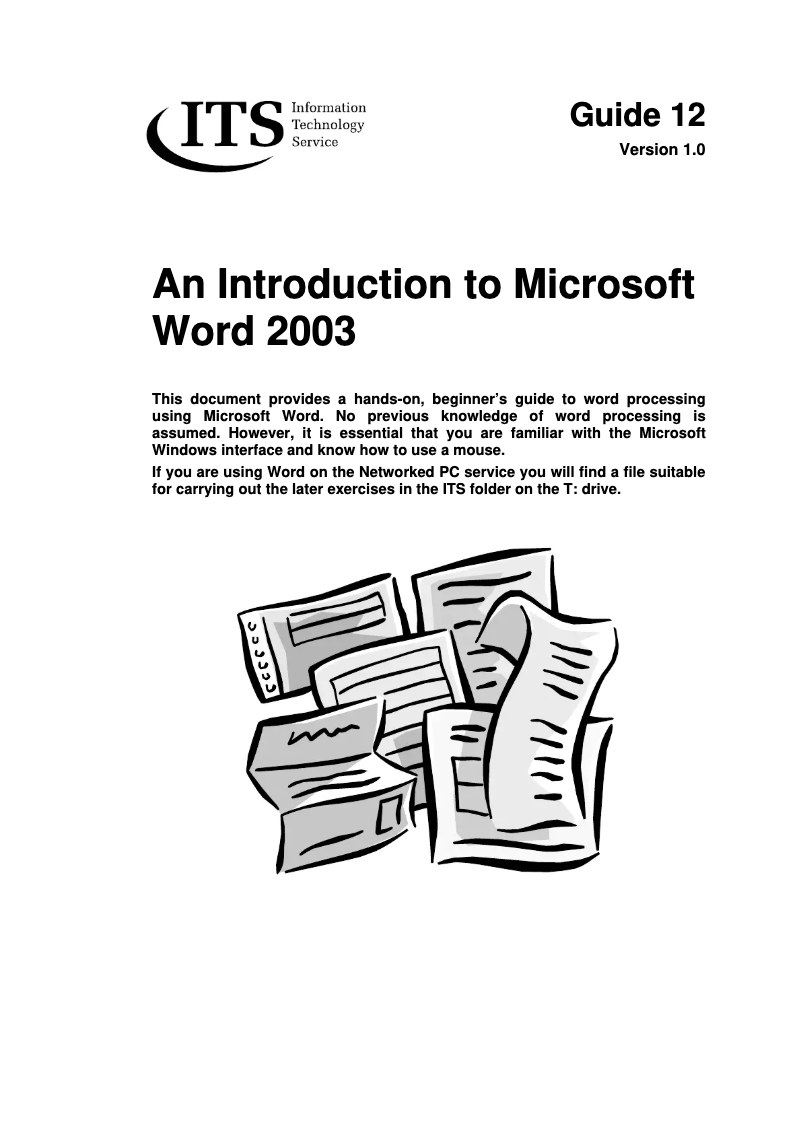 Page 1 of the manual User Manual Microsoft Word 2003