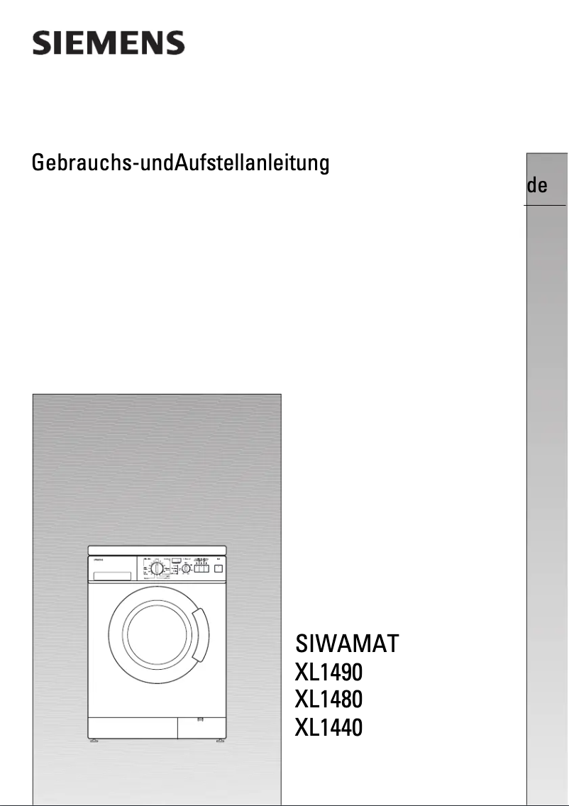 Page 1 of the manual User Manual Siemens WXL1280XL1280