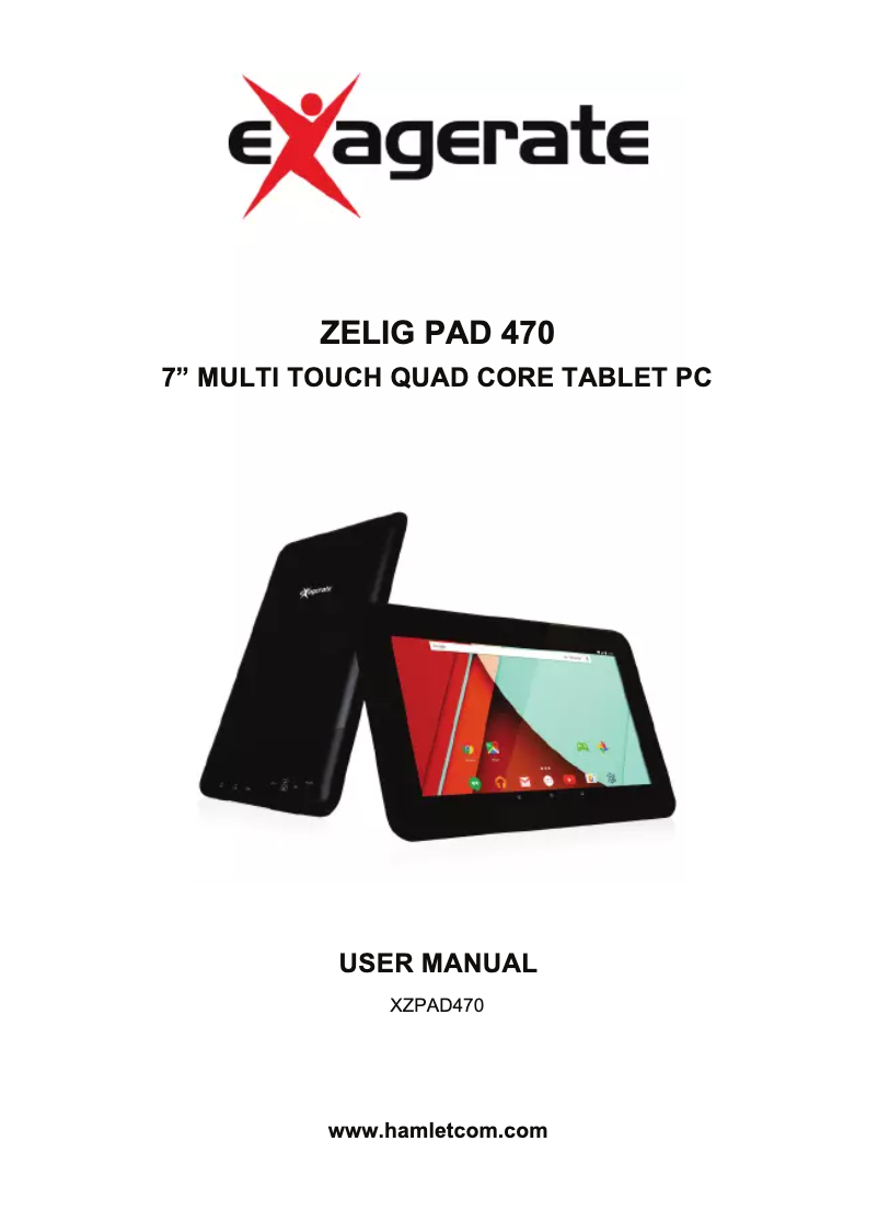 First page image of the manual for Zelig Pad XZPAD470