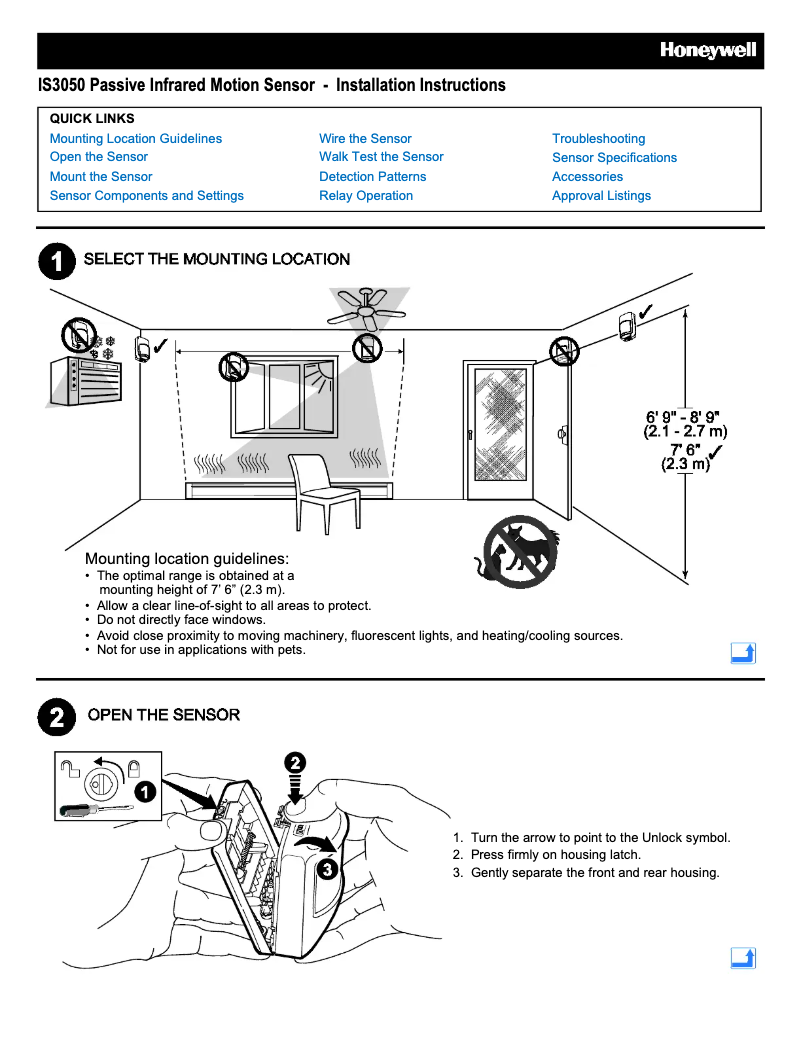 Page 1 of the manual User Manual Honeywell IS3050