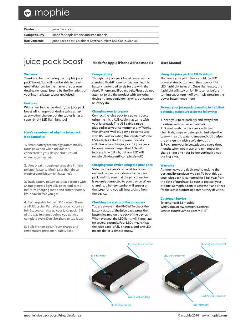 Page 1 of the manual User Manual Mophie Juice Pack
