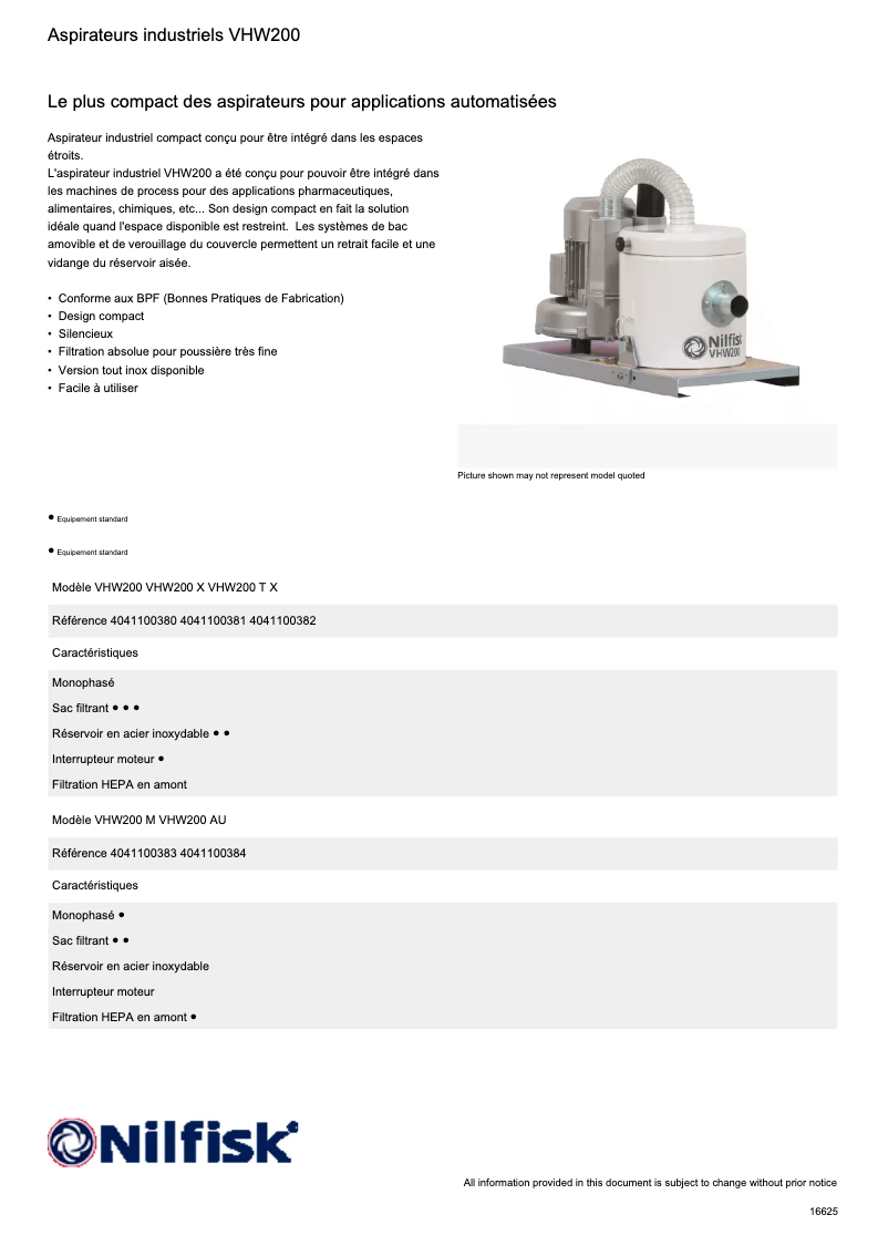 First page image of the manual for VHW200