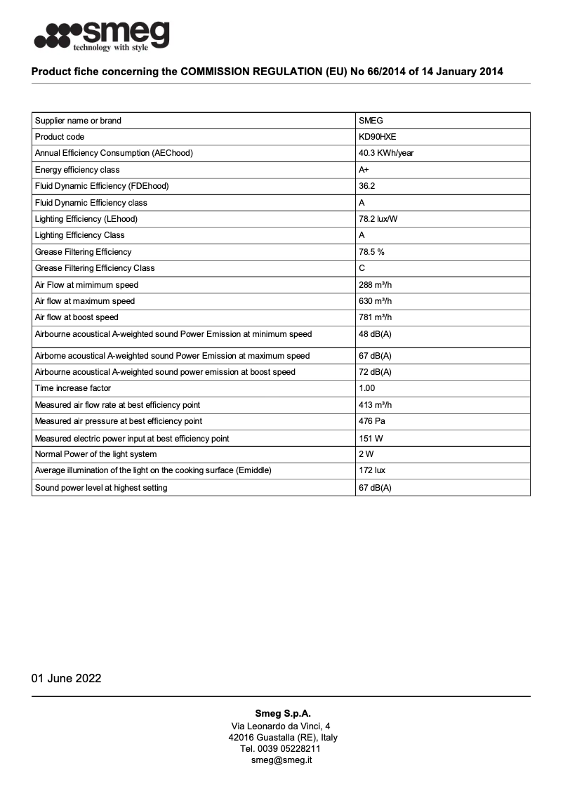 Page 1 of the manual Brochure Smeg KD90HXE