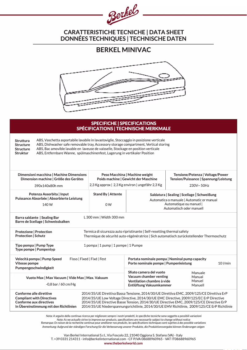 First page image of the manual for MiniVac
