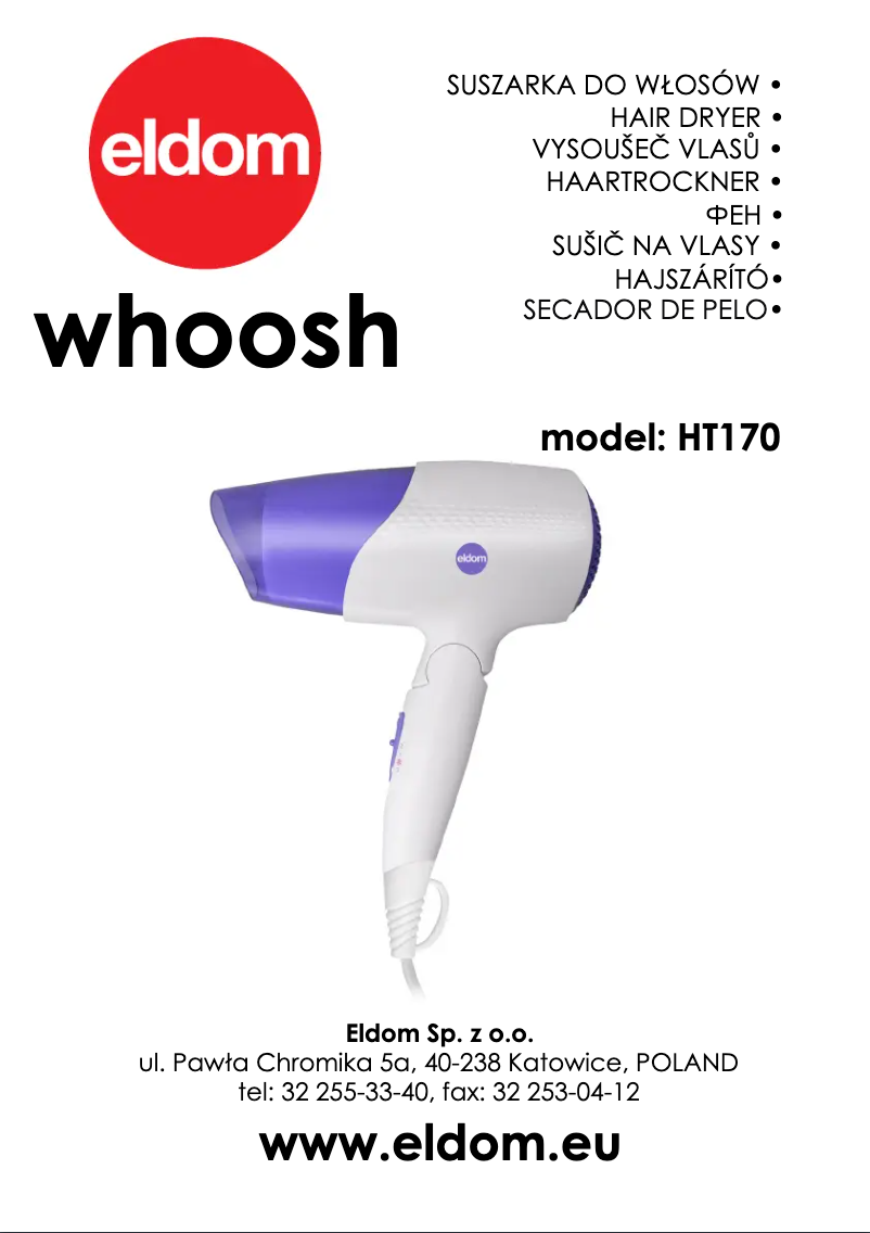 First page image of the manual for WHOOSH HT170