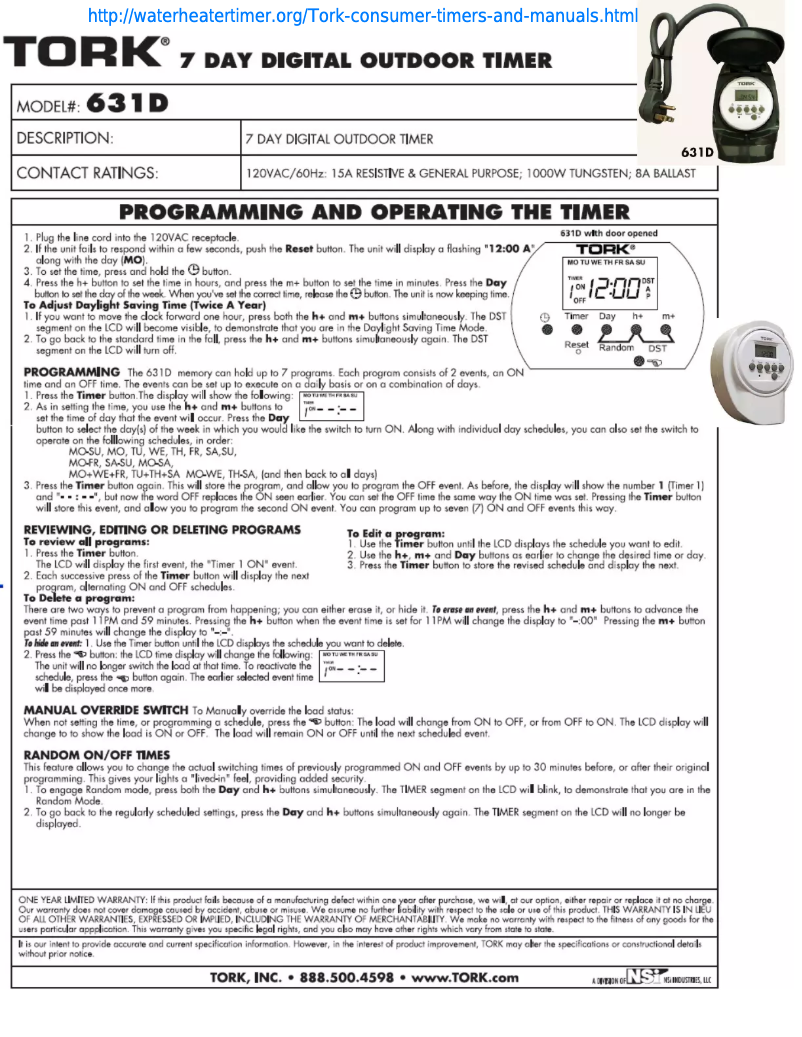 Image de la première page du manuel de l'appareil 631D