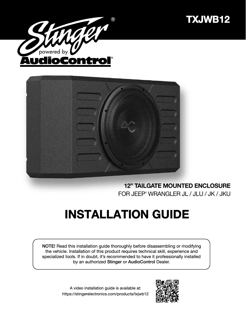 Page 1 of the manual User Manual AudioControl TXJWB12