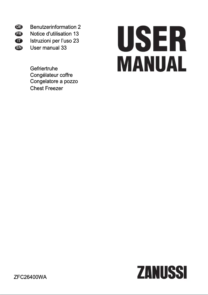 First page image of the manual for ZFC26400