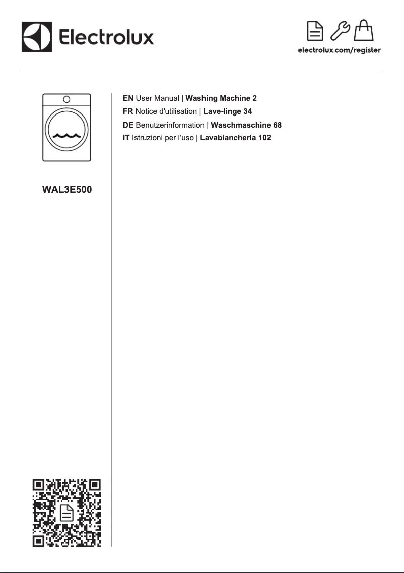 Page 1 of the manual User Manual Electrolux WAL3E500