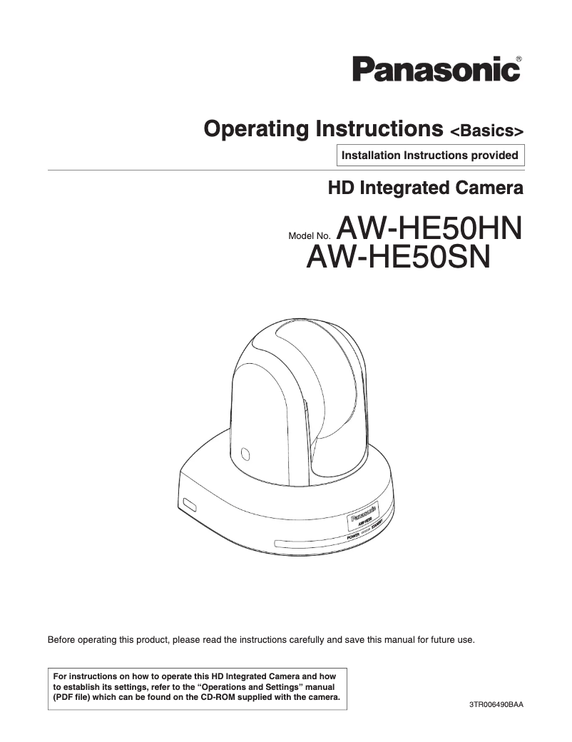 Page 1 of the manual User Manual Panasonic AW-HE50H