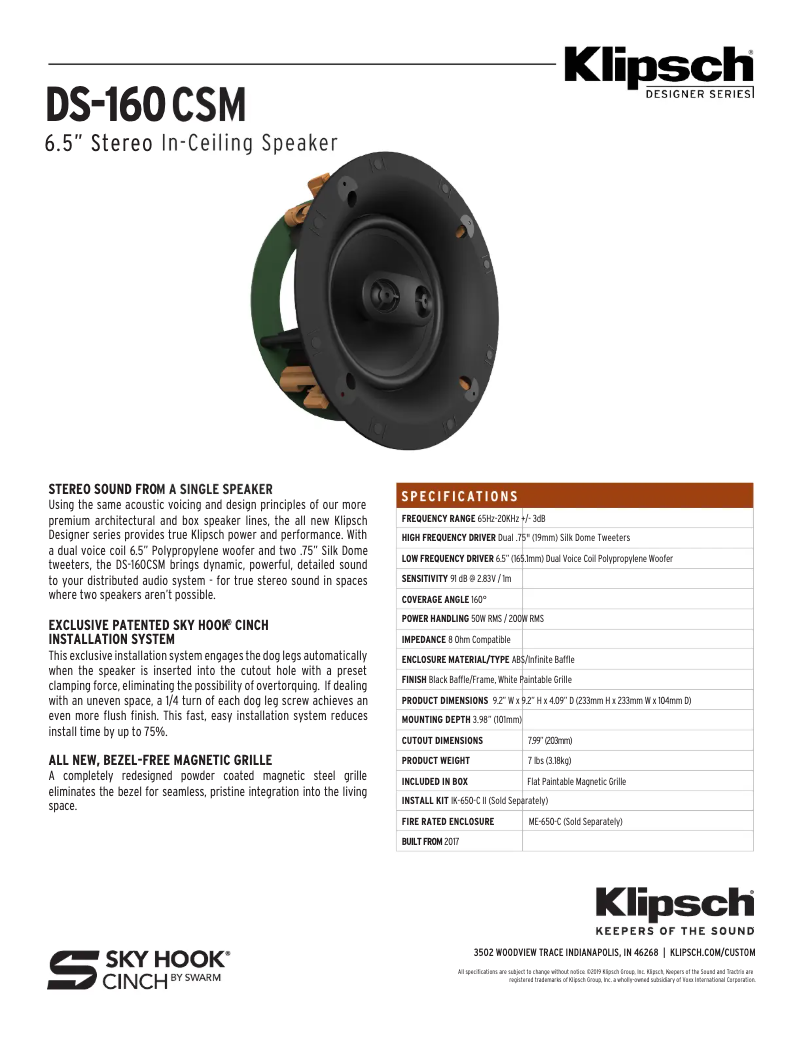 First page image of the manual for DS-160CSM