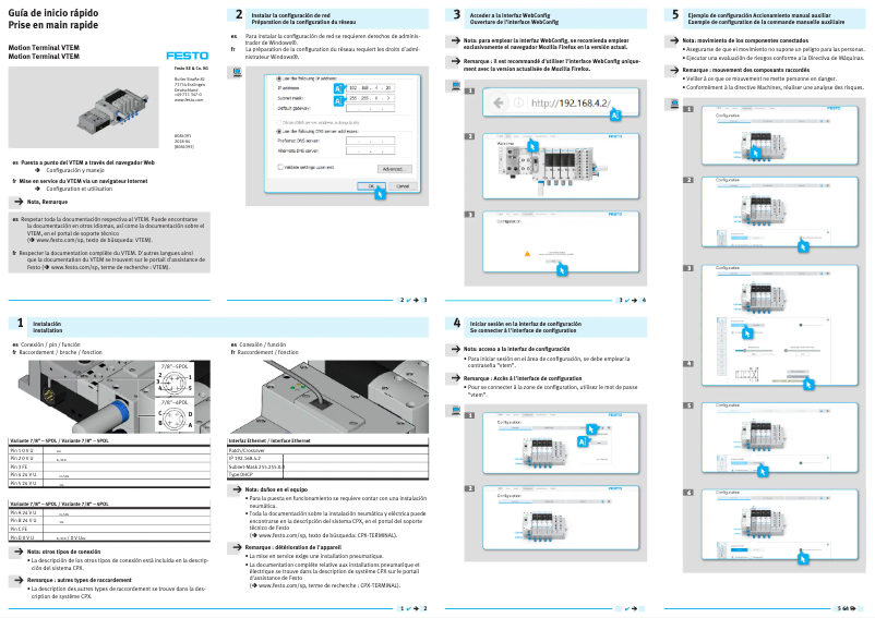 Page 1 of the manual Quick Start Guide Festo VTEM
