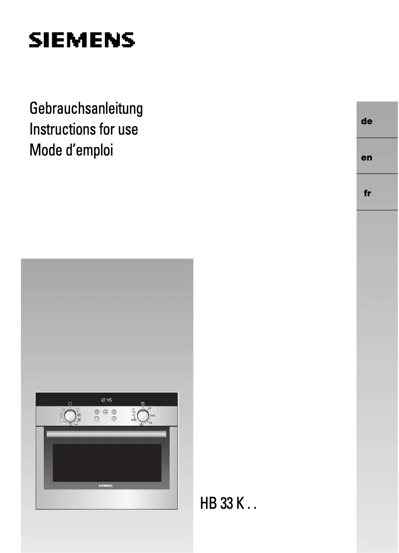 Page 1 of the manual User Manual Siemens HB33K550