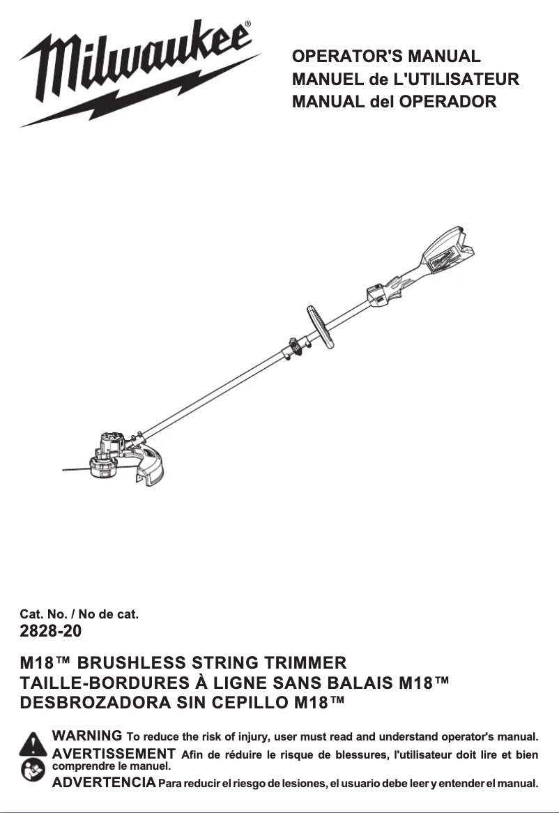 Page 1 of the manual User Manual Milwaukee 2828-20