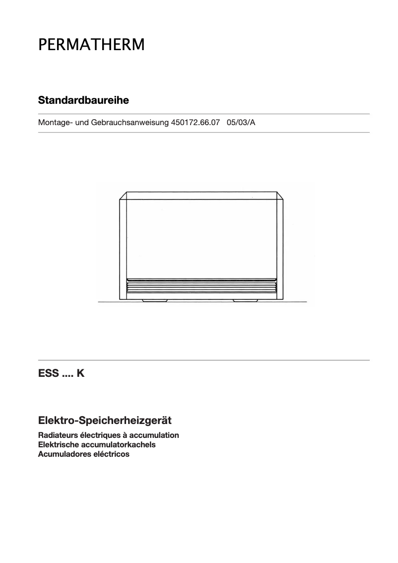 First page image of the manual for ESS 7090 K