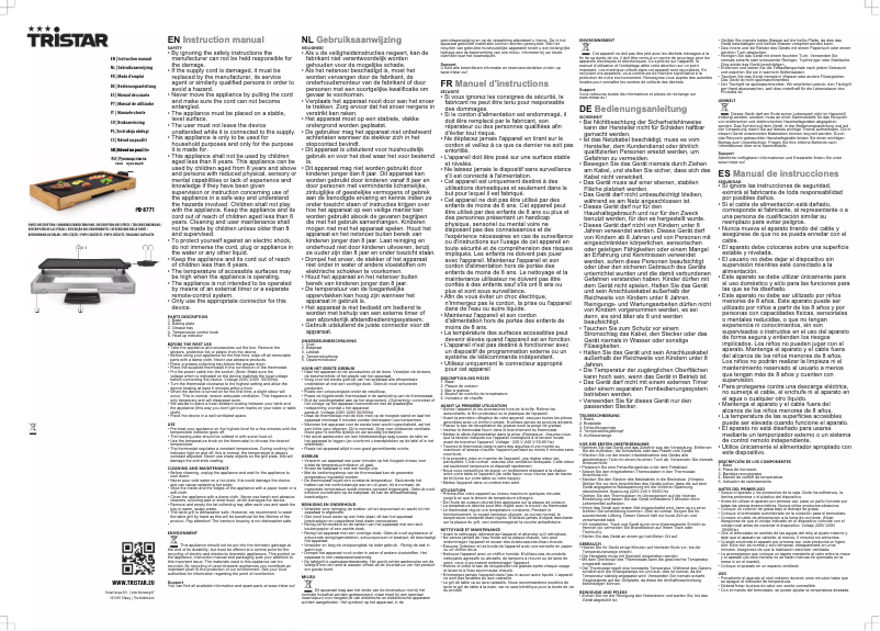 Page 1 of the manual User Manual TriStar PD-8771