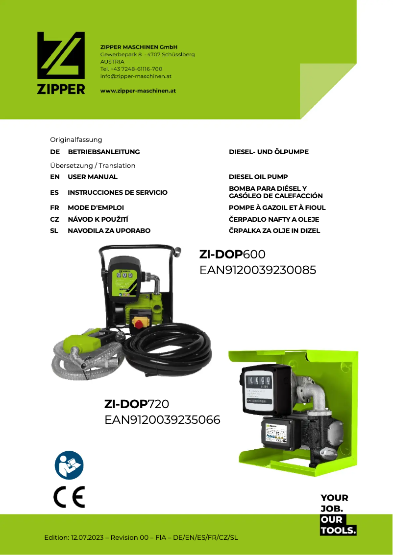 First page image of the manual for ZI-DOP600