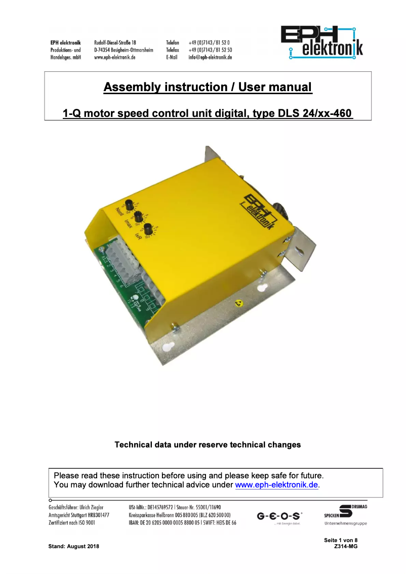 First page image of the manual for DLS 24/20/P