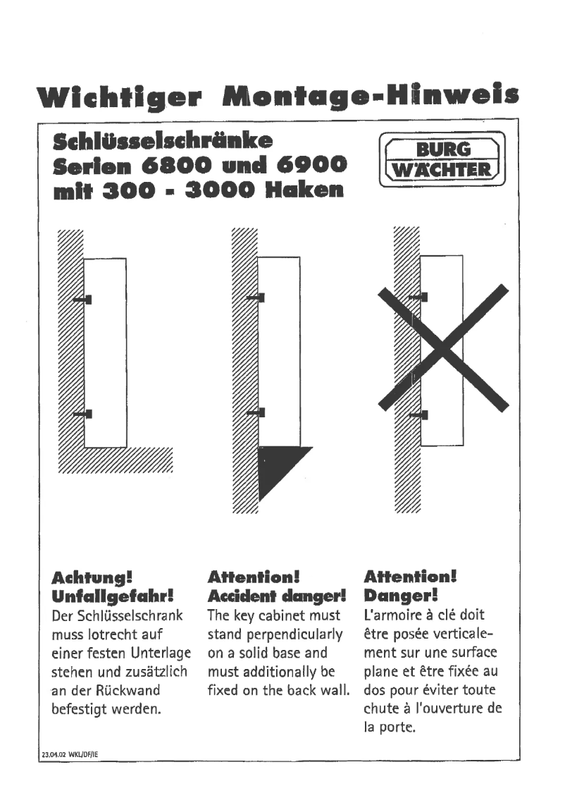 Page 1 of the manual User Manual Burg Wächter 6800/300